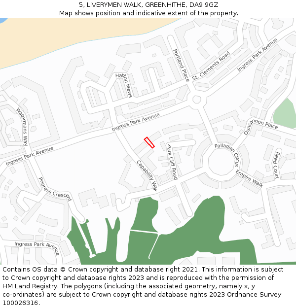 5, LIVERYMEN WALK, GREENHITHE, DA9 9GZ: Location map and indicative extent of plot