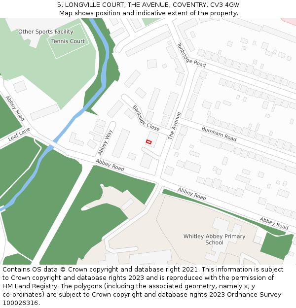 5, LONGVILLE COURT, THE AVENUE, COVENTRY, CV3 4GW: Location map and indicative extent of plot