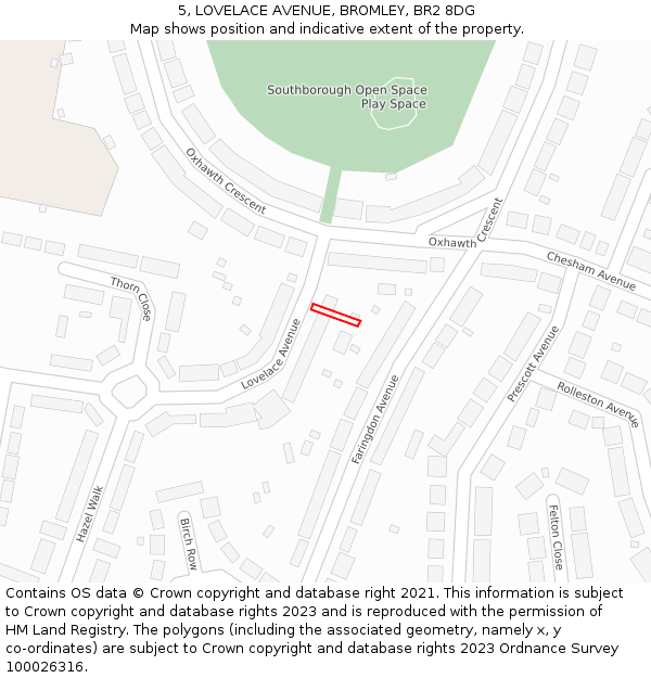 5, LOVELACE AVENUE, BROMLEY, BR2 8DG: Location map and indicative extent of plot