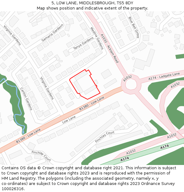 5, LOW LANE, MIDDLESBROUGH, TS5 8DY: Location map and indicative extent of plot
