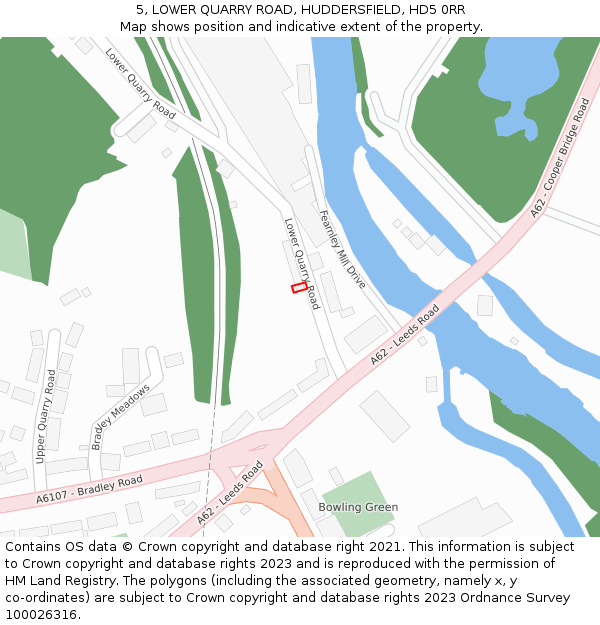 5, LOWER QUARRY ROAD, HUDDERSFIELD, HD5 0RR: Location map and indicative extent of plot