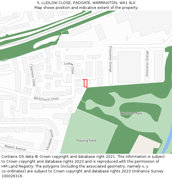5, LUDLOW CLOSE, PADGATE, WARRINGTON, WA1 4LX: Location map and indicative extent of plot