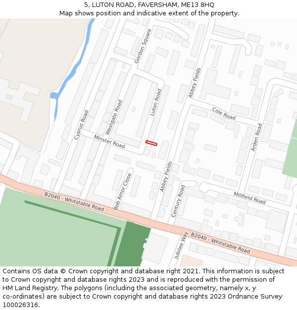 5, LUTON ROAD, FAVERSHAM, ME13 8HQ: Location map and indicative extent of plot