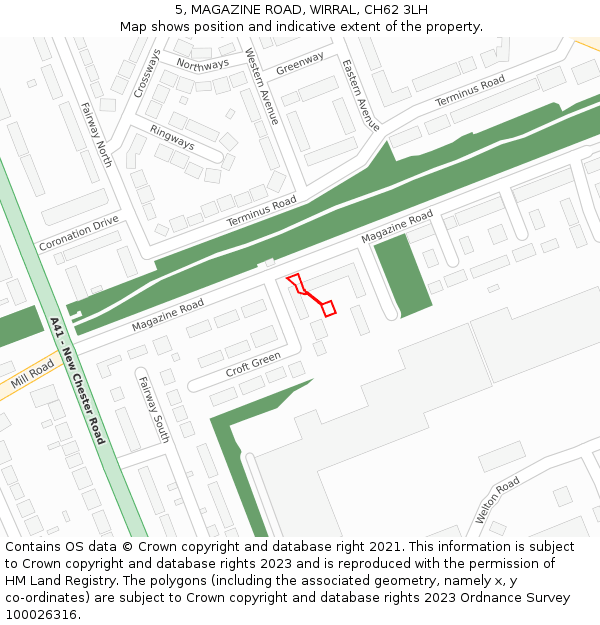 5, MAGAZINE ROAD, WIRRAL, CH62 3LH: Location map and indicative extent of plot
