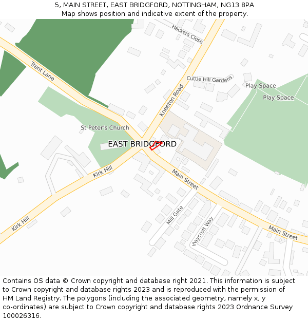 5, MAIN STREET, EAST BRIDGFORD, NOTTINGHAM, NG13 8PA: Location map and indicative extent of plot
