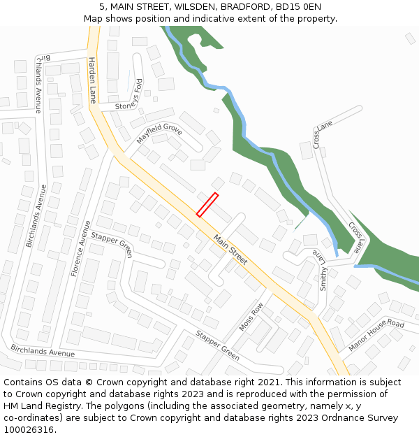 5, MAIN STREET, WILSDEN, BRADFORD, BD15 0EN: Location map and indicative extent of plot