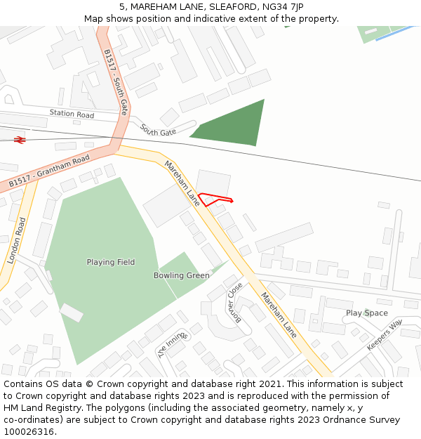 5, MAREHAM LANE, SLEAFORD, NG34 7JP: Location map and indicative extent of plot