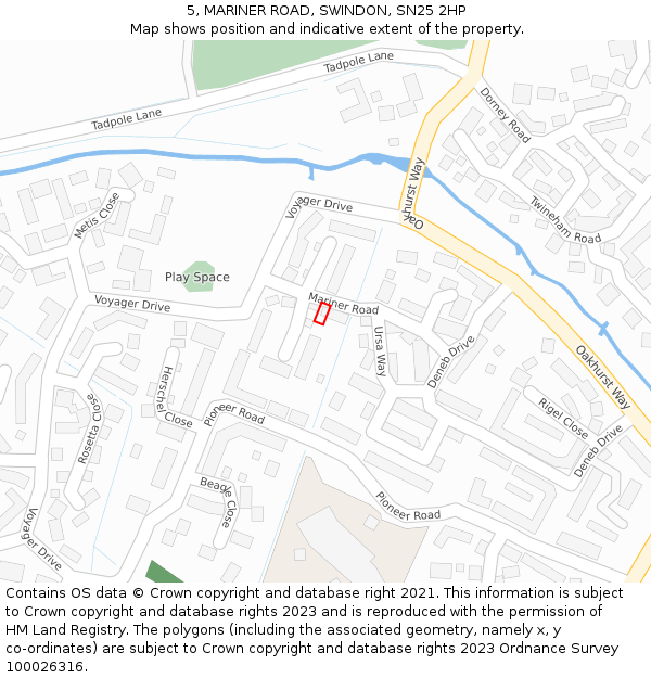 5, MARINER ROAD, SWINDON, SN25 2HP: Location map and indicative extent of plot