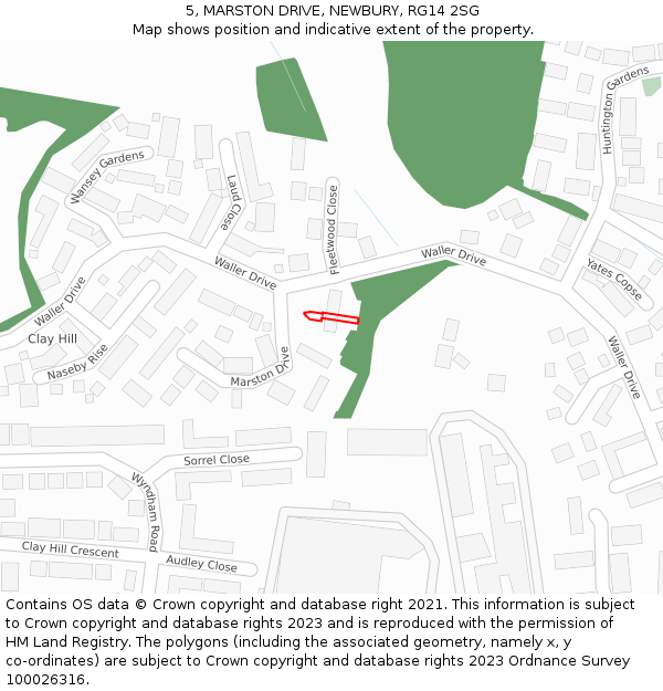 5, MARSTON DRIVE, NEWBURY, RG14 2SG: Location map and indicative extent of plot