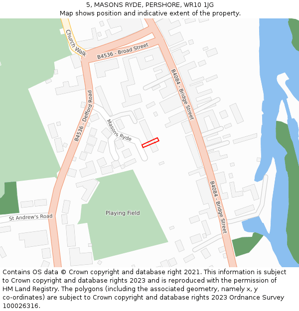 5, MASONS RYDE, PERSHORE, WR10 1JG: Location map and indicative extent of plot