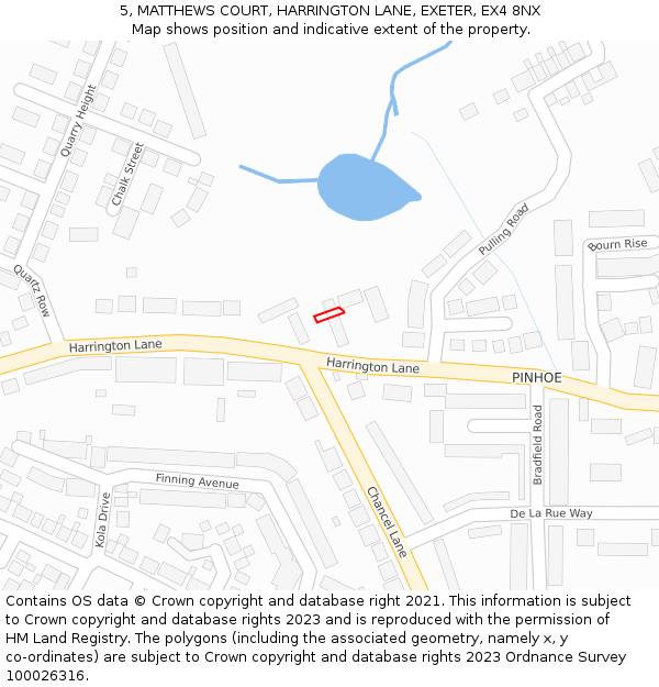 5, MATTHEWS COURT, HARRINGTON LANE, EXETER, EX4 8NX: Location map and indicative extent of plot