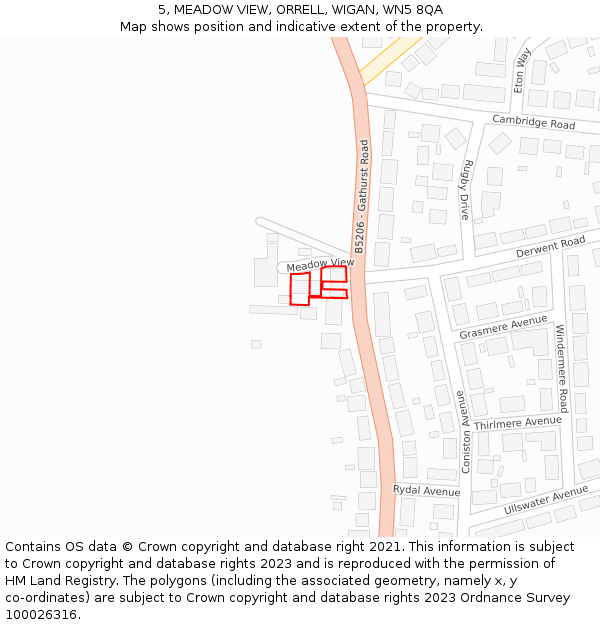 5, MEADOW VIEW, ORRELL, WIGAN, WN5 8QA: Location map and indicative extent of plot