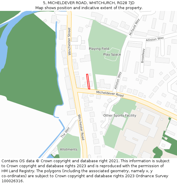 5, MICHELDEVER ROAD, WHITCHURCH, RG28 7JD: Location map and indicative extent of plot