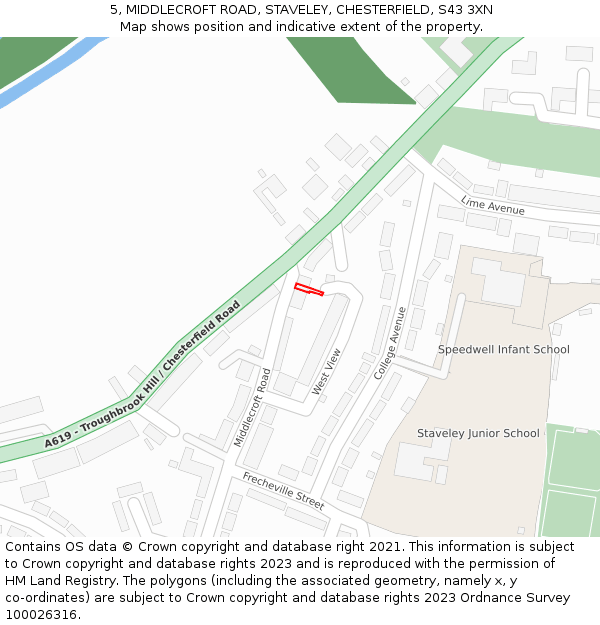 5, MIDDLECROFT ROAD, STAVELEY, CHESTERFIELD, S43 3XN: Location map and indicative extent of plot