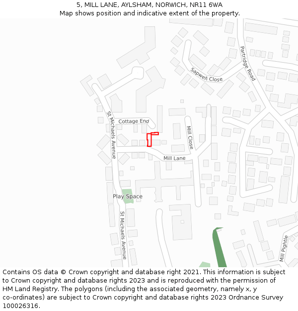 5, MILL LANE, AYLSHAM, NORWICH, NR11 6WA: Location map and indicative extent of plot