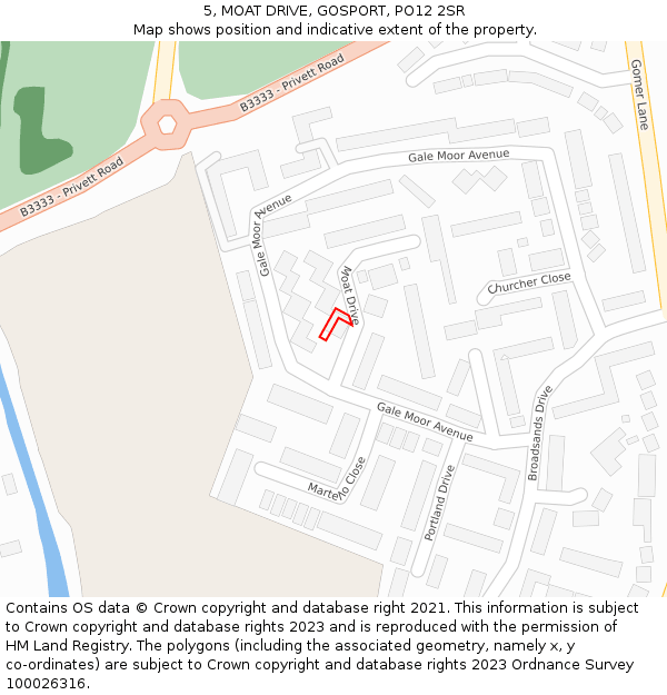 5, MOAT DRIVE, GOSPORT, PO12 2SR: Location map and indicative extent of plot