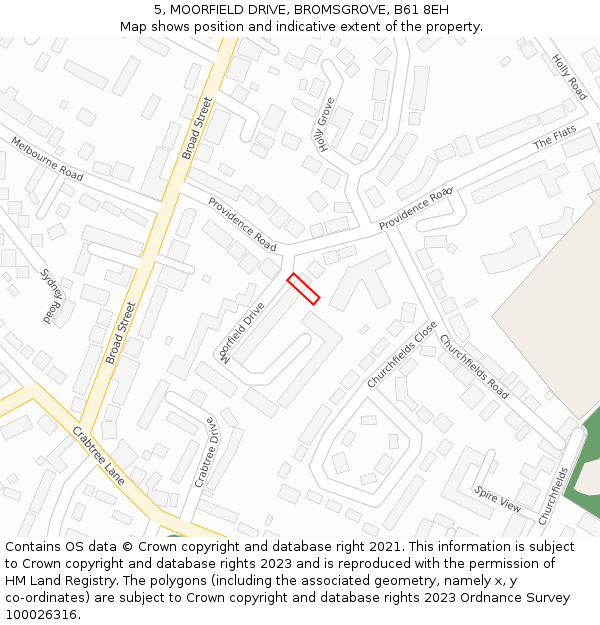 5, MOORFIELD DRIVE, BROMSGROVE, B61 8EH: Location map and indicative extent of plot