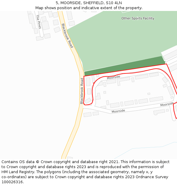 5, MOORSIDE, SHEFFIELD, S10 4LN: Location map and indicative extent of plot