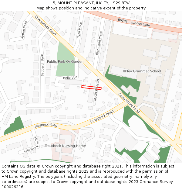 5, MOUNT PLEASANT, ILKLEY, LS29 8TW: Location map and indicative extent of plot