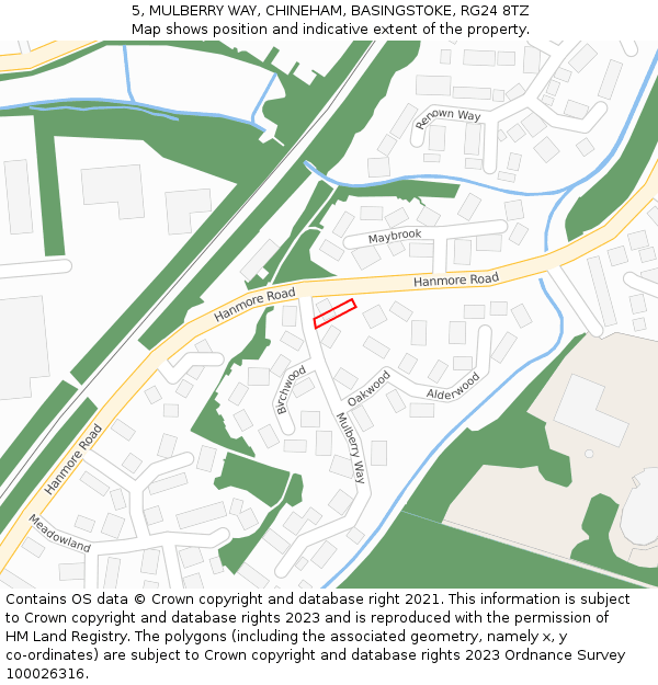 5, MULBERRY WAY, CHINEHAM, BASINGSTOKE, RG24 8TZ: Location map and indicative extent of plot