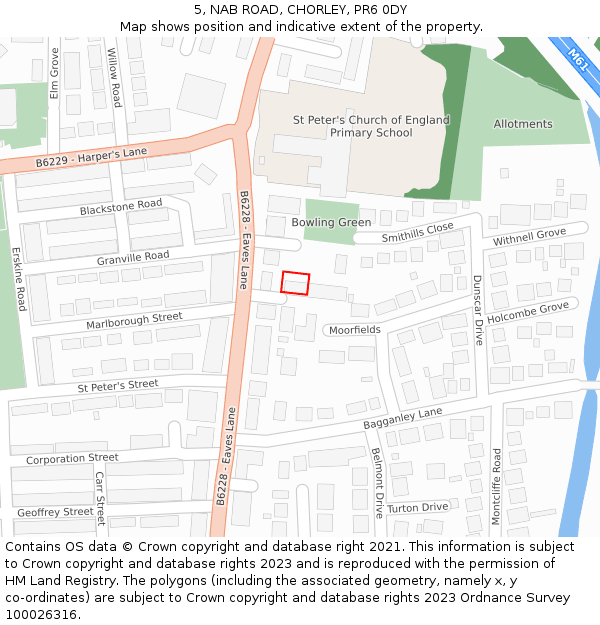 5, NAB ROAD, CHORLEY, PR6 0DY: Location map and indicative extent of plot