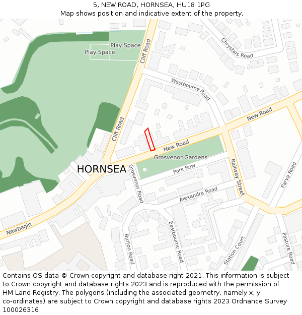 5, NEW ROAD, HORNSEA, HU18 1PG: Location map and indicative extent of plot