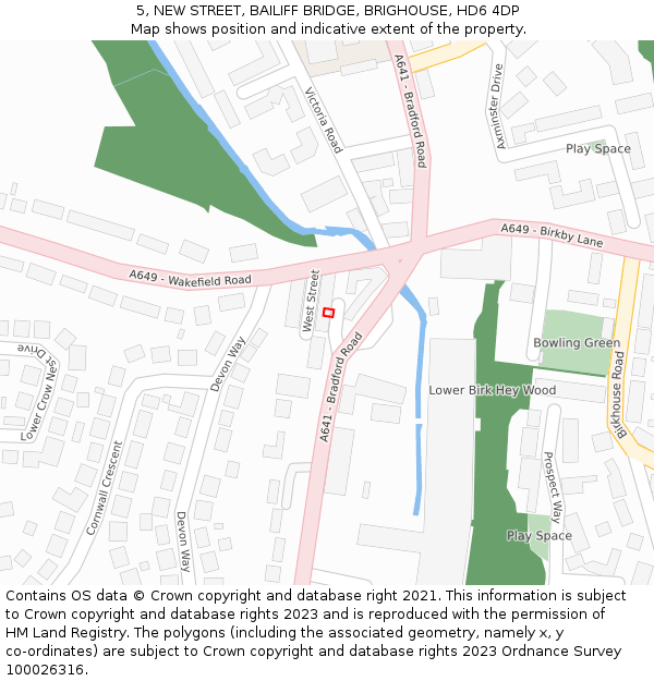 5, NEW STREET, BAILIFF BRIDGE, BRIGHOUSE, HD6 4DP: Location map and indicative extent of plot