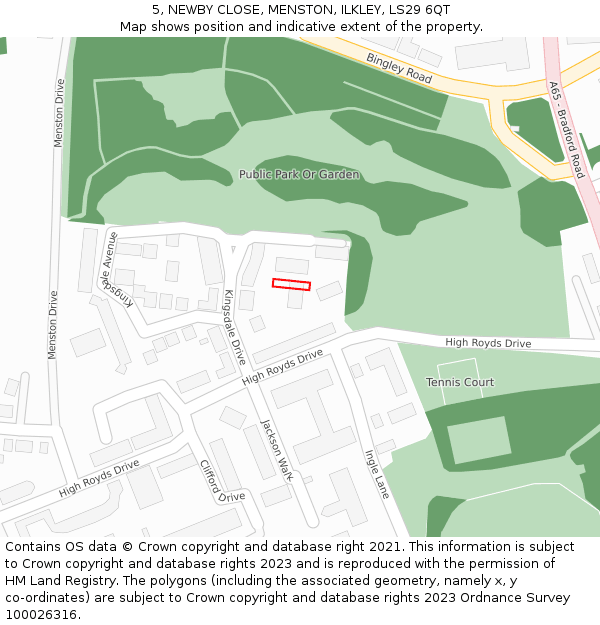 5, NEWBY CLOSE, MENSTON, ILKLEY, LS29 6QT: Location map and indicative extent of plot