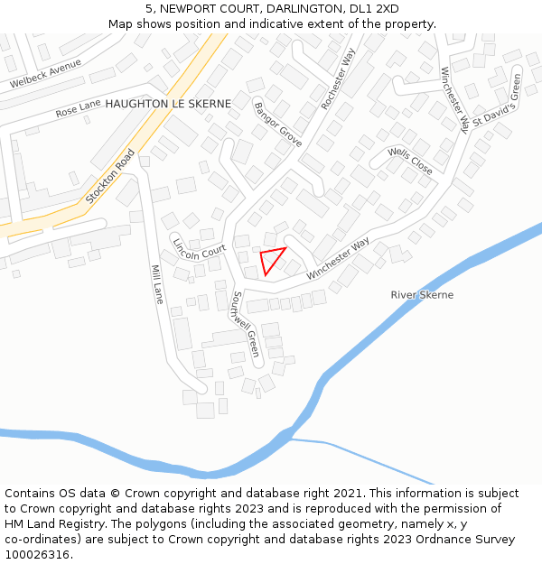 5, NEWPORT COURT, DARLINGTON, DL1 2XD: Location map and indicative extent of plot