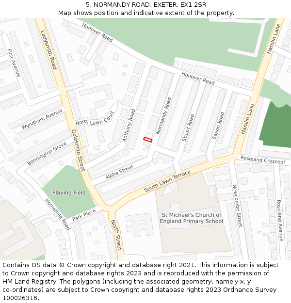 5, NORMANDY ROAD, EXETER, EX1 2SR: Location map and indicative extent of plot