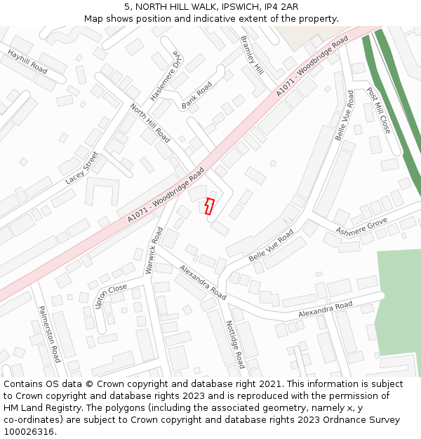 5, NORTH HILL WALK, IPSWICH, IP4 2AR: Location map and indicative extent of plot