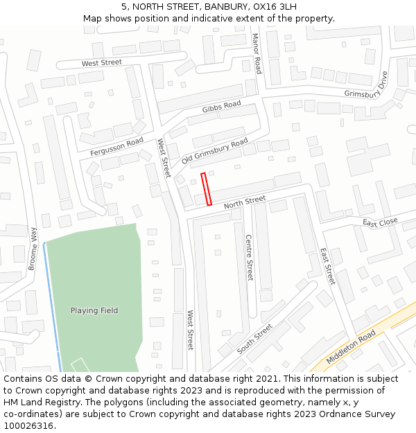 5, NORTH STREET, BANBURY, OX16 3LH: Location map and indicative extent of plot