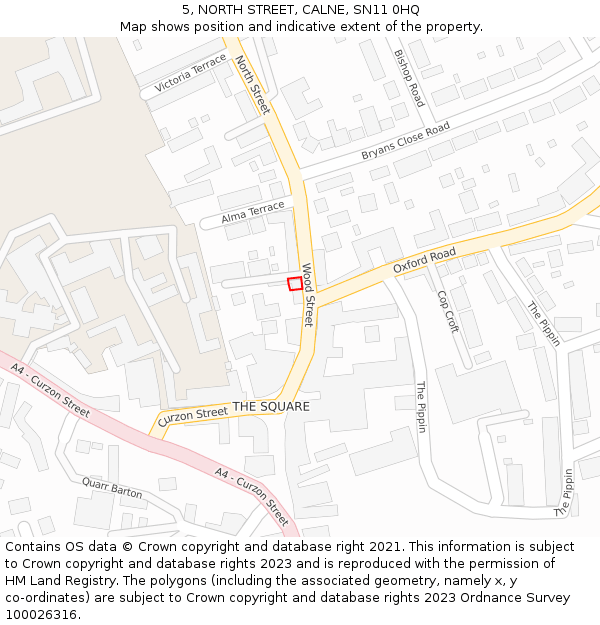 5, NORTH STREET, CALNE, SN11 0HQ: Location map and indicative extent of plot