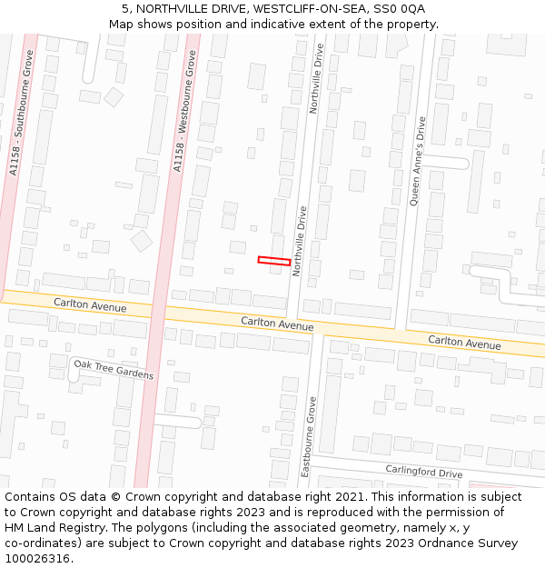 5, NORTHVILLE DRIVE, WESTCLIFF-ON-SEA, SS0 0QA: Location map and indicative extent of plot