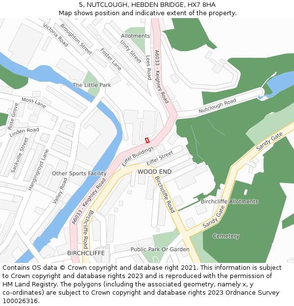 5, NUTCLOUGH, HEBDEN BRIDGE, HX7 8HA: Location map and indicative extent of plot