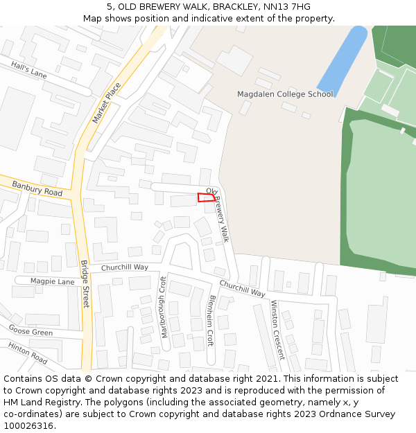 5, OLD BREWERY WALK, BRACKLEY, NN13 7HG: Location map and indicative extent of plot