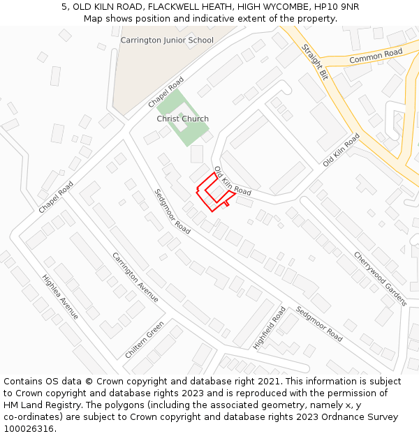 5, OLD KILN ROAD, FLACKWELL HEATH, HIGH WYCOMBE, HP10 9NR: Location map and indicative extent of plot