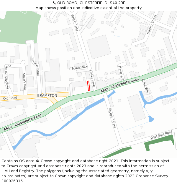 5, OLD ROAD, CHESTERFIELD, S40 2RE: Location map and indicative extent of plot