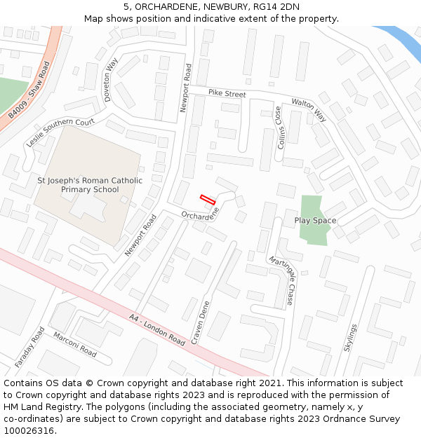 5, ORCHARDENE, NEWBURY, RG14 2DN: Location map and indicative extent of plot