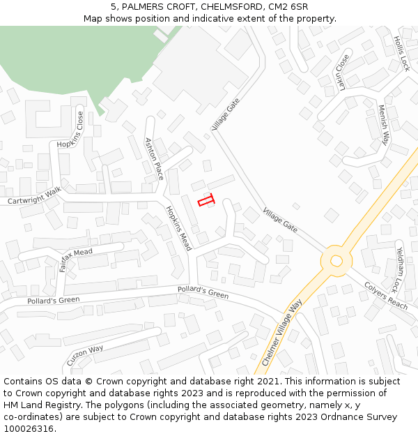 5, PALMERS CROFT, CHELMSFORD, CM2 6SR: Location map and indicative extent of plot
