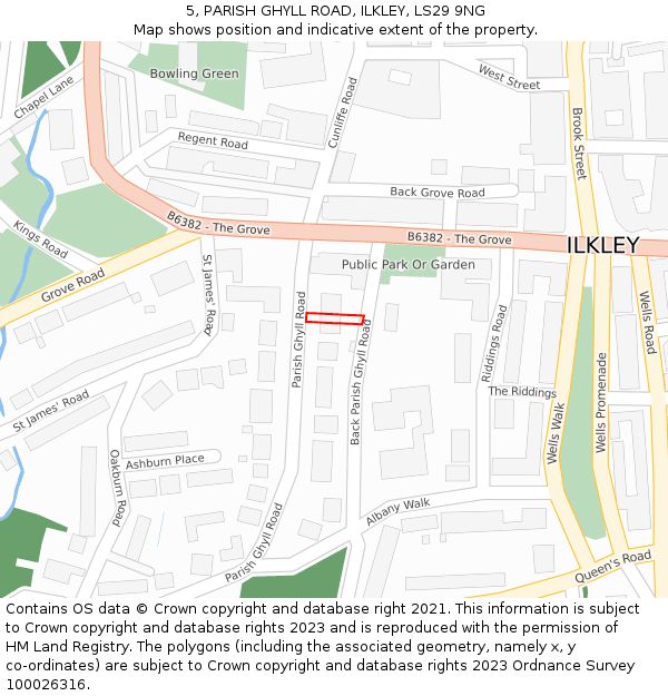 5, PARISH GHYLL ROAD, ILKLEY, LS29 9NG: Location map and indicative extent of plot