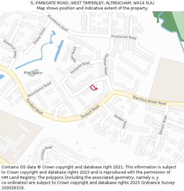 5, PARKGATE ROAD, WEST TIMPERLEY, ALTRINCHAM, WA14 5UU: Location map and indicative extent of plot