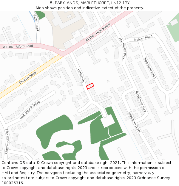 5, PARKLANDS, MABLETHORPE, LN12 1BY: Location map and indicative extent of plot