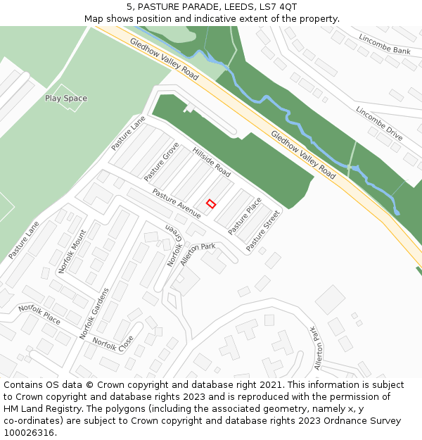 5, PASTURE PARADE, LEEDS, LS7 4QT: Location map and indicative extent of plot