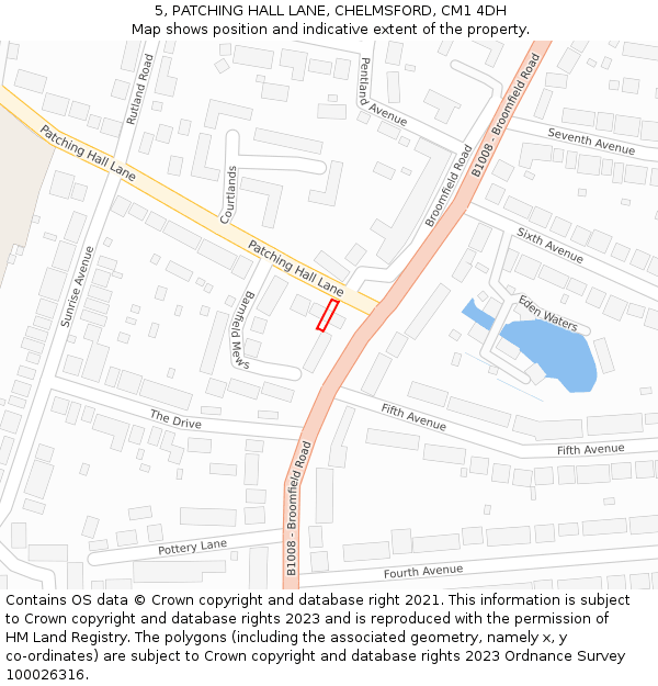 5, PATCHING HALL LANE, CHELMSFORD, CM1 4DH: Location map and indicative extent of plot