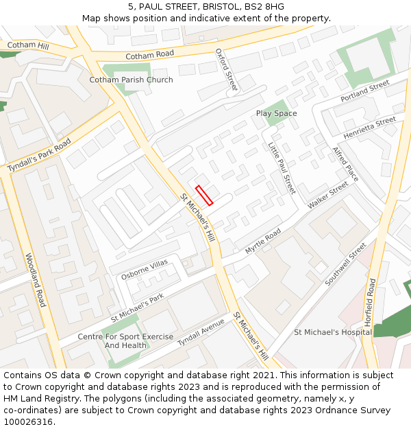 5, PAUL STREET, BRISTOL, BS2 8HG: Location map and indicative extent of plot
