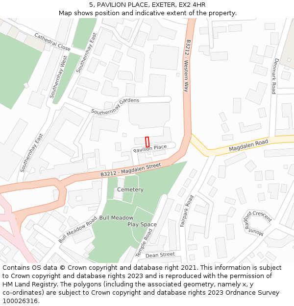 5, PAVILION PLACE, EXETER, EX2 4HR: Location map and indicative extent of plot