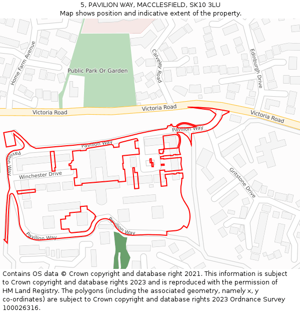 5, PAVILION WAY, MACCLESFIELD, SK10 3LU: Location map and indicative extent of plot