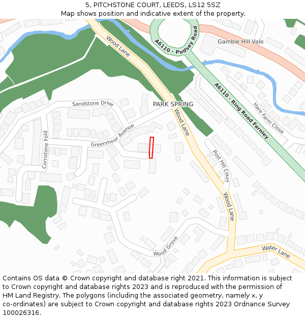 5, PITCHSTONE COURT, LEEDS, LS12 5SZ: Location map and indicative extent of plot