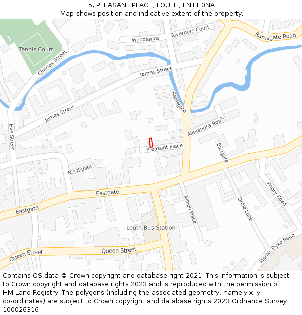 5, PLEASANT PLACE, LOUTH, LN11 0NA: Location map and indicative extent of plot